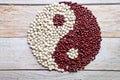 Yin Yang Sign with White Kidney Beans and Red Beans