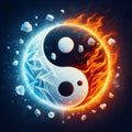 Yin yang sign. Yin-yang symbol, ice and fire. Generated AI