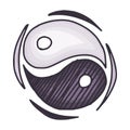 Yin yang simple drawing symbol sign. doodle sketch