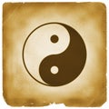 Yin Yang symbol aged old paper