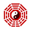 Yin and yang symbol with bagua arrangement Royalty Free Stock Photo