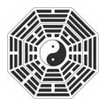 Yin and yang symbol with Bagua Trigrams.Two variant bagua arrangement.