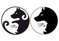 Yin yang symbol cat and dog, vector Royalty Free Stock Photo