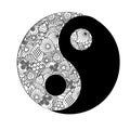 Yin-Yang-symbol-in-collage-style,-vector Royalty Free Stock Photo