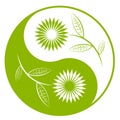 Yin yang symbol with a flowers vector design. Royalty Free Stock Photo