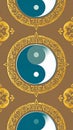 Yin Yang Symbol in Golden Frame Royalty Free Stock Photo