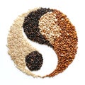 Yin Yang symbol made of assorted nuts and grains for balance and harmony concept Royalty Free Stock Photo