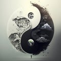 Yin Yang symbol of harmony and balance. 3D rendering. Royalty Free Stock Photo