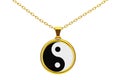 Yin Yang Symbol of Harmony and Balance Golden Coulomb. 3d Render