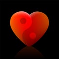 Heart Yin Yang Balance Harmony Spirituality Love Health Symbol Black Background Royalty Free Stock Photo