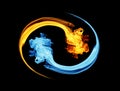 Yin-yang symbol, ice and fire Royalty Free Stock Photo