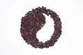 Yin yang symbol made with coffee beans Royalty Free Stock Photo