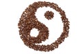 Yin and yang symbol made of coffee beans on white Royalty Free Stock Photo