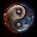 Yin Yang symbol with night and day Royalty Free Stock Photo