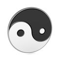 Yin Yang symbol over white background