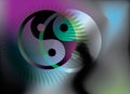 Yin Yang symbol and star, Royalty Free Stock Photo