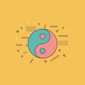 Yin Yang Symbol in Teal and Pink with Decorative Elements Royalty Free Stock Photo