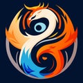 Yin yang symbol in tribal style on dark blue background. generative AI