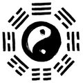 Yin Yang symbol Trigrams Bagua symbol illustration