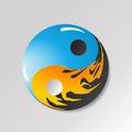 Yin yang symbol with water and fire Royalty Free Stock Photo