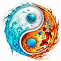 The yin and yang symbol with water and fire. Generative AI Royalty Free Stock Photo