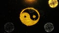 Yin Yang Taoism buddhism daoism religion Icon on Firework Display Explosion Particles.