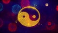 Yin Yang Taoism buddhism daoism religion Icon Symbol on Colorful Fireworks Particles.