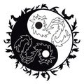 Yin Yang tattoo with dragons Royalty Free Stock Photo