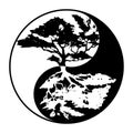 Yin yang tree in black and white Royalty Free Stock Photo