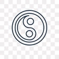 Yin Yang vector icon on transparent background, linear