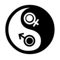 Yin Yang with Venus and Mars Royalty Free Stock Photo