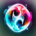 Yin Yang zodiac sign. Abstract watercolor background. Vector illustration. generative AI Royalty Free Stock Photo