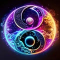 Yin and Yang zodiac sign. Astrology horoscope background. AI Generated Royalty Free Stock Photo