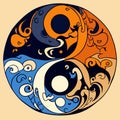 Yin and Yang - zodiac sign in oriental style. Generative AI Royalty Free Stock Photo