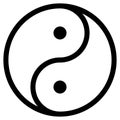 Ying and yang. Harmony symbol. Outline yin yang in circle. Transparent balance symbol in black and white