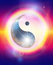 Yin Yang symbol, balance, harmony, Spiritual energy rainbow healing power, conscience awakening, meditation, expansion Royalty Free Stock Photo