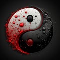 Ying Yang Red Heart Black Backgroud