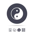 Ying yang sign icon. Harmony and balance symbol.