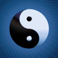 Ying Yang Symbol on blue background