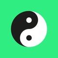 Ying yang symbol on green background. Vector illustration.