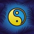 Ying yang symbol of harmony and balance. Vector. Golden icon wit