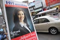 Yingluck Shinawatra on Pheu Thai Party Placard Royalty Free Stock Photo
