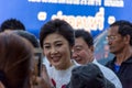 Yingluck Shinawatra pray for Makha Bucha Day Royalty Free Stock Photo