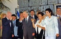 Yitzhak Rabin, Chaim Herzog, Aura Herzog, and Leah Rabin Join in  Traditional Toast Royalty Free Stock Photo