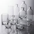 Ylindrical and spherical bottles as well as rectangular and square Royalty Free Stock Photo