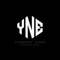 YNE letter logo design with polygon shape. YNE polygon and cube shape logo design. YNE hexagon vector logo template white and Royalty Free Stock Photo