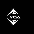 YOA abstract monogram shield logo design on black background. YOA creative initials letter logo