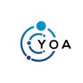 YOA letter technology logo design on white background. YOA creative initials letter IT logo concept. YOA letter design