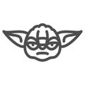 Yoda line icon, star wars concept, mysterious species jedi master vector sign on white background, outline style icon Royalty Free Stock Photo