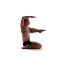 Yoga alphabet, letter E formed by body of yogi